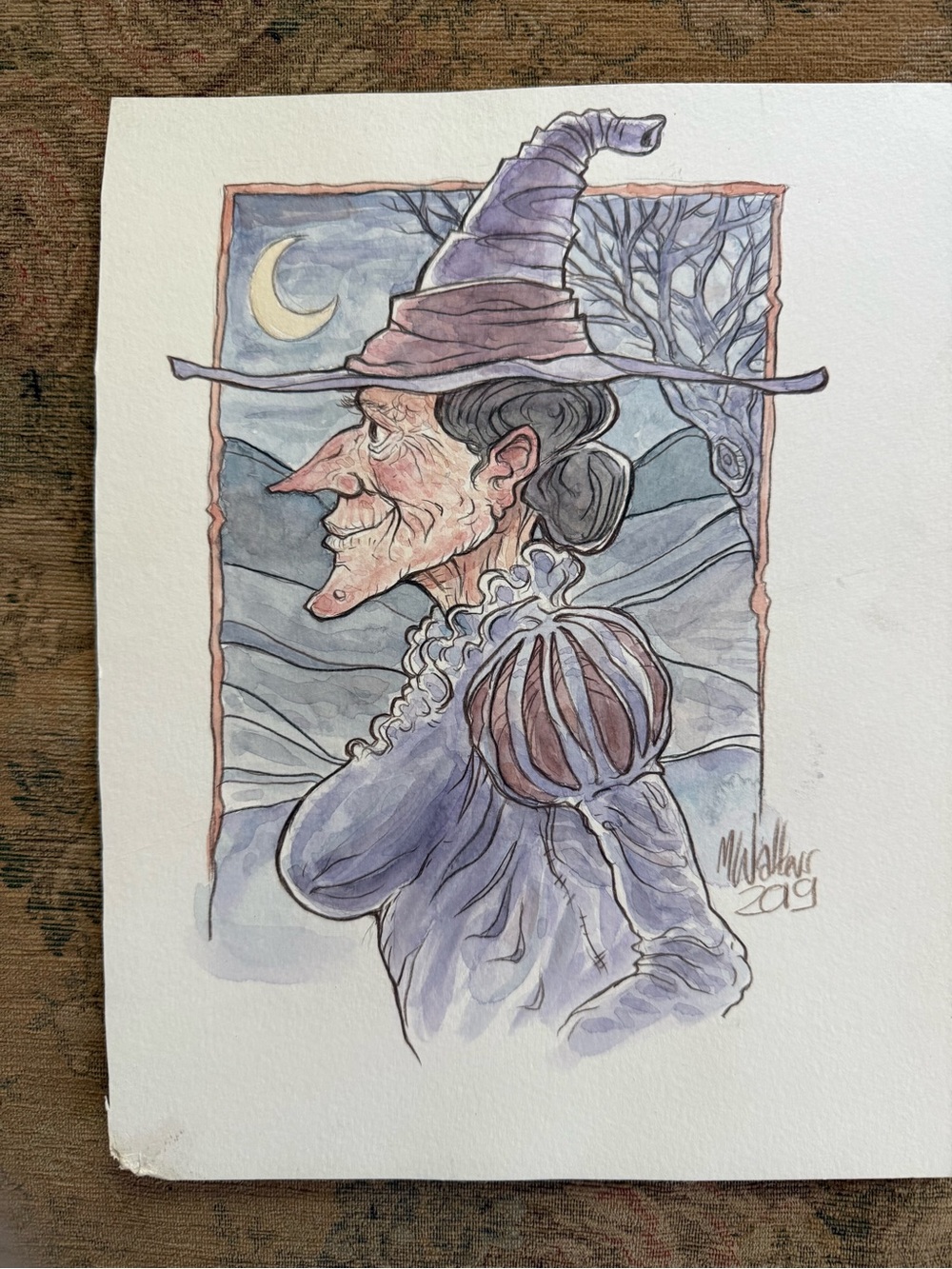 Witch Caricature of My Late Aunt From Witch’s Estate Sale Unique Piece Rare Art